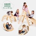 4in1 Montessori Klettergerüst Set: Kletterdreieck mit Rutsche, Kletterbogen, Kletternetz, für Kinder 1-7 Jahre – Beige-2