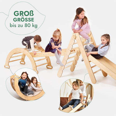 7-in-1 Montessori Indoor Spielset – Klettergerüst Mit Rutsche, Bogen, Kissen & Dreieckleiter – Fördert Motorik & Fantasie – Für Kleinkinder Bis 50 Kg – Massivholz 7-in-1 Montessori Indoor Spielset – Klettergerüst Mit Rutsche, Bogen, Kissen & Dreieckleiter – Fördert Motorik & Fantasie – Für Kleinkinder Bis 50 Kg – Massivholz